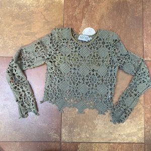Olive green lace long sleeve with bralette